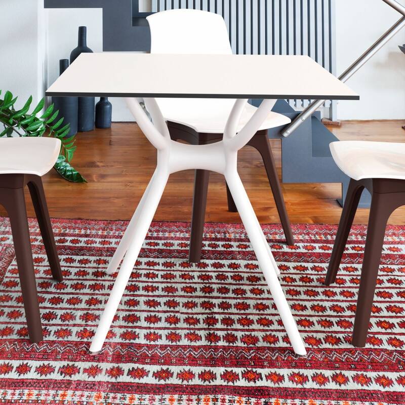 31.5" White Square Laminated Top Outdoor Patio Dining Table