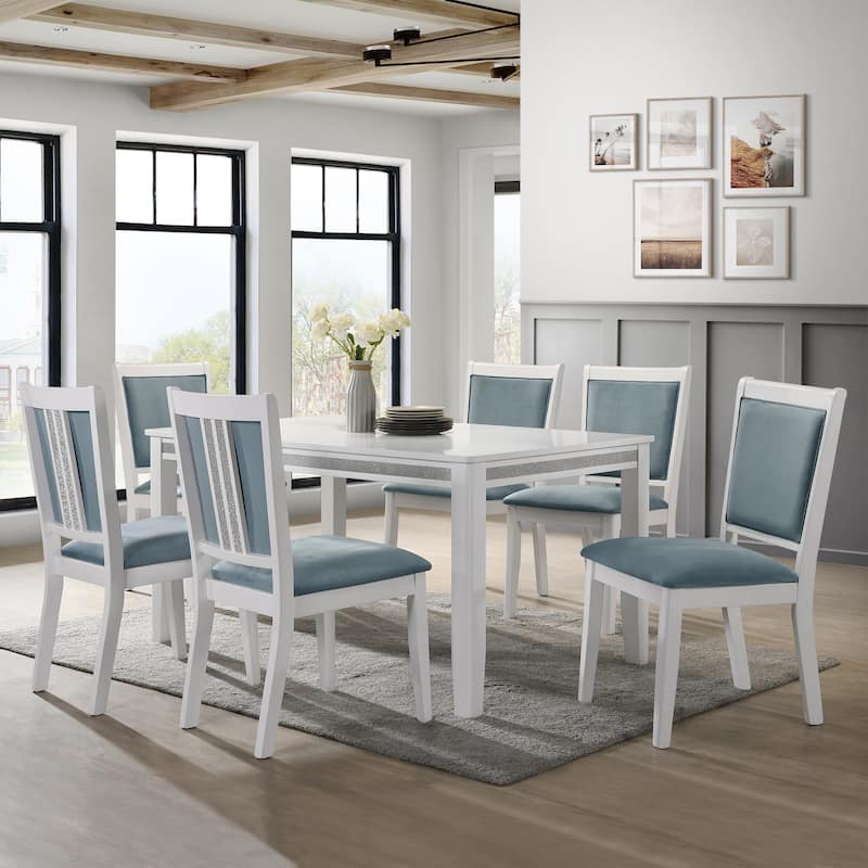 CraftPorch Luxurious Crystal Diamond Strip 7-piece Dining Set - White