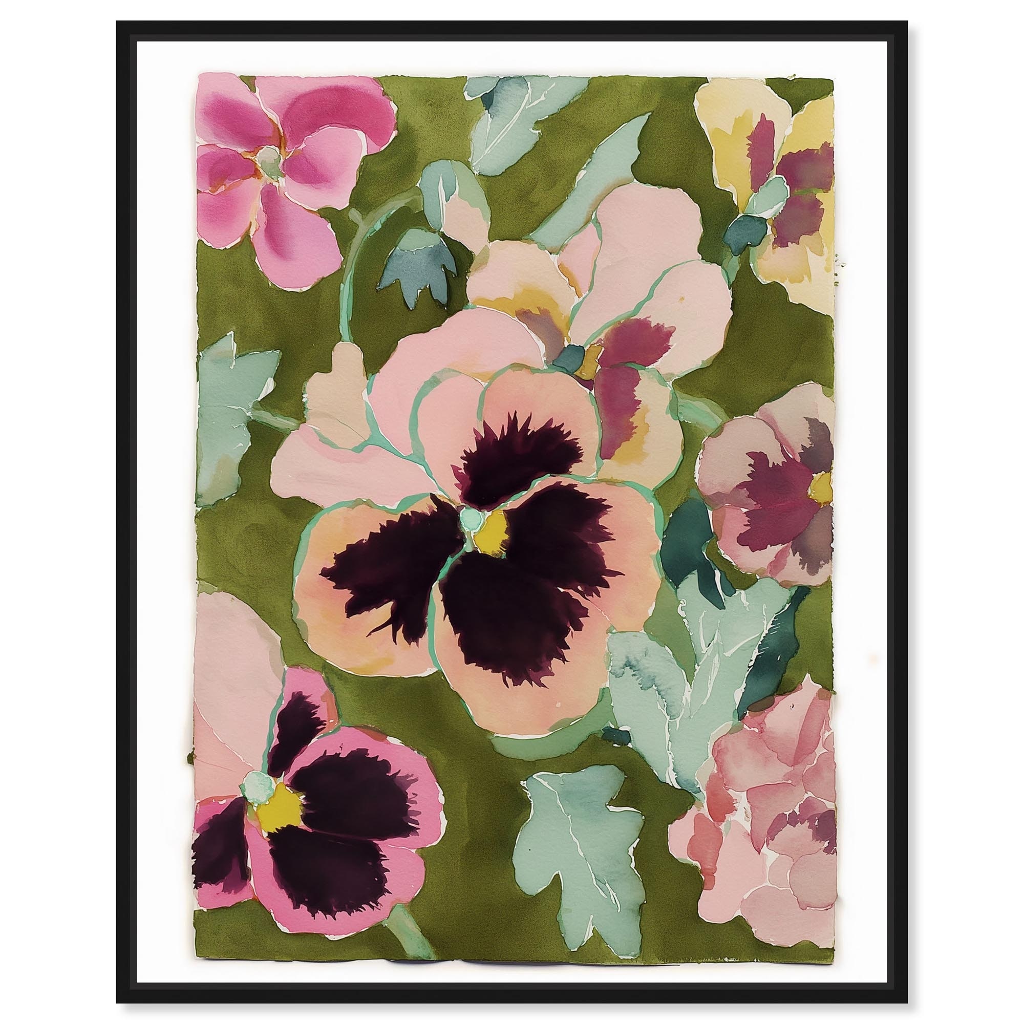 Emerald Haze I Colorful Wall Decor Framed Canvas Print by Art Remedy