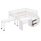 preview thumbnail 9 of 7, White Wooden Loft Bed with Movable Desk and Small desk, 2 Drawers, Full-Length Guardrail