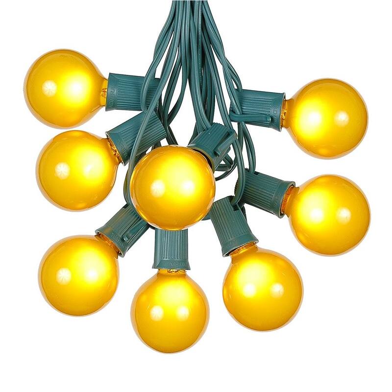 25 Foot G50 Outdoor Globe Patio String Lights - Set of 25 G50 Globe Bulbs - Yellow