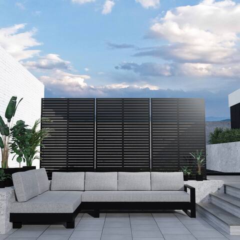 Louvered Metal Privacy Screen Panel Free Standing - 76x47