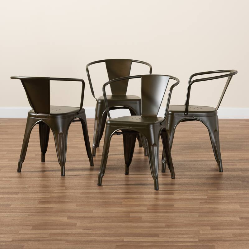 Ryland Modern and Industrial Metal Dining Chair Set (4PC)