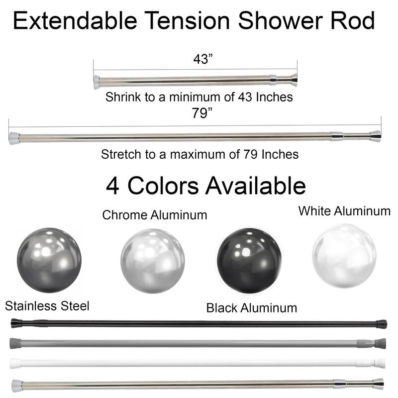 Tension Adjustable Shower Curtain Rod 43-79 Inches