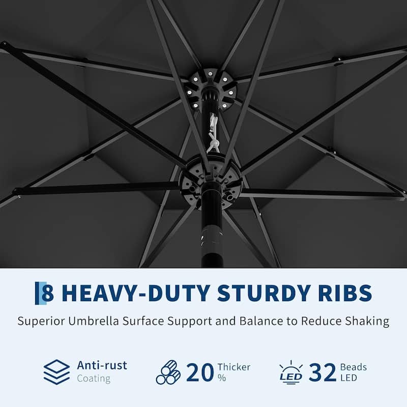 10Ft 3-Tier Patio Umbrella, with Vents, Easy Crank & Tilt