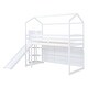 preview thumbnail 12 of 10, Twin Size Wood House Loft bed with Slide, Storage shelves & Light, Climbing Ramp, White