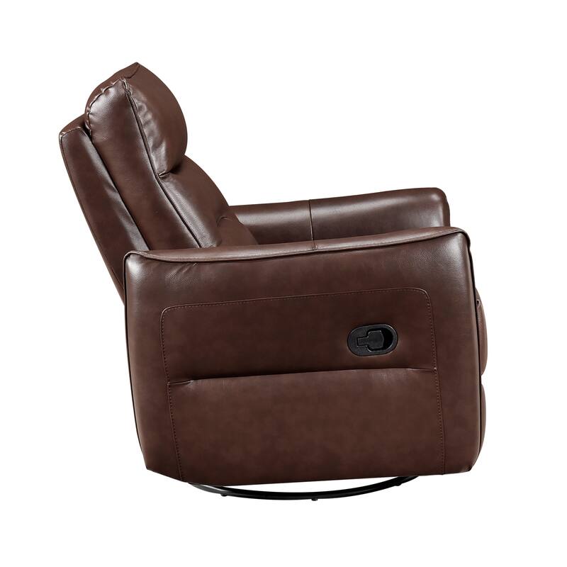Esther 36" Leather Swivel Glider Recliner - Pull-Handle Motion