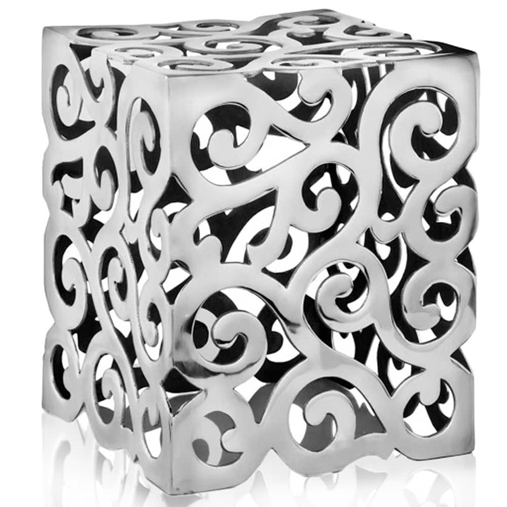 17-Inch Silver Aluminum Square End Table for Living Room Modern Side Table Nightstand and Snack Table - 12”L x 12”W x 17”H