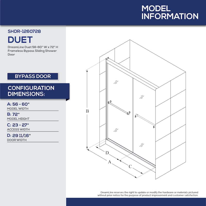 DreamLine Duet 32 in. D x 60 in. W x 74 3/4 in. H Bypass Sliding Shower Door and Shower Base Kit - 32" x 60"