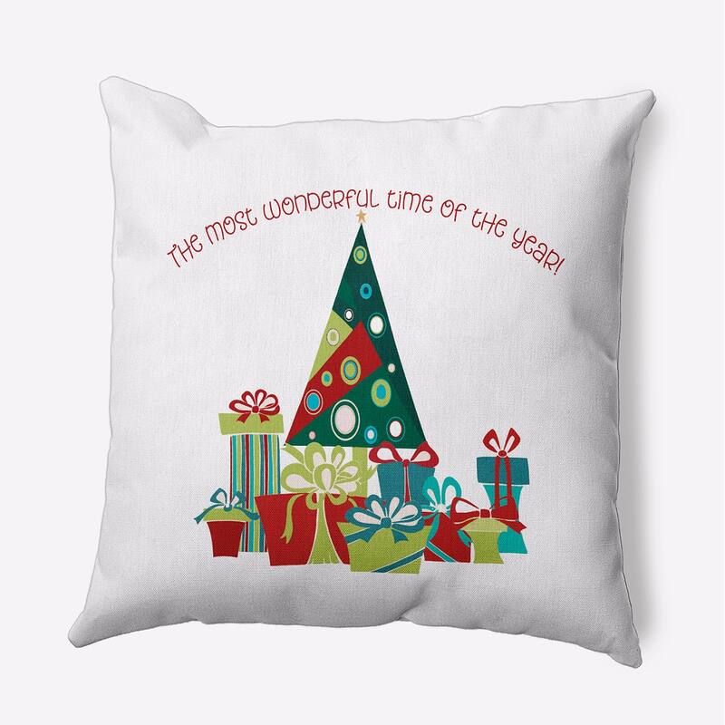 Tree and Gifts Christmas Accent Pillow - 18" x 18" - Cardinal Red