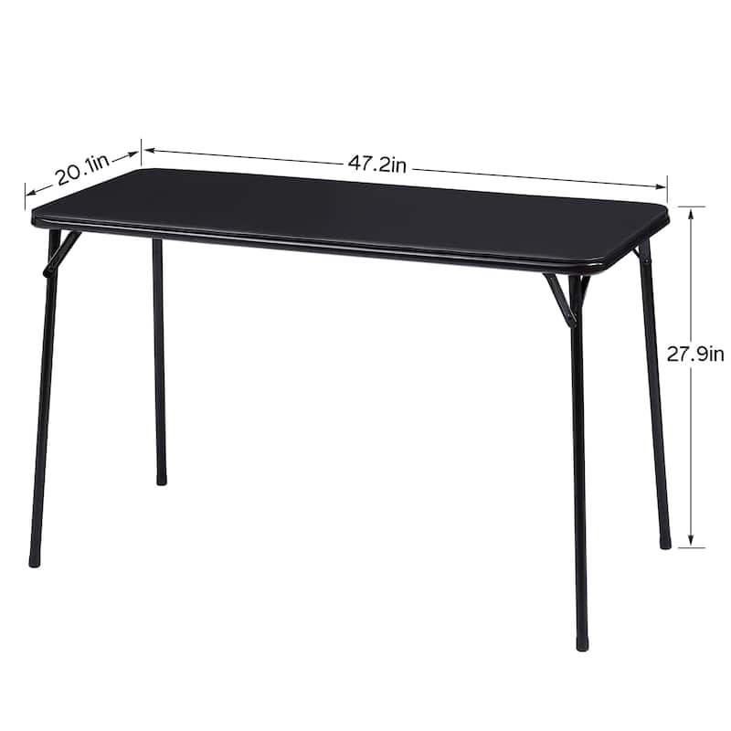Folding Table Desk 47'' with Collapsible Legs & Vinyl Upholstery, No Assembly Needed, Metal, Black
