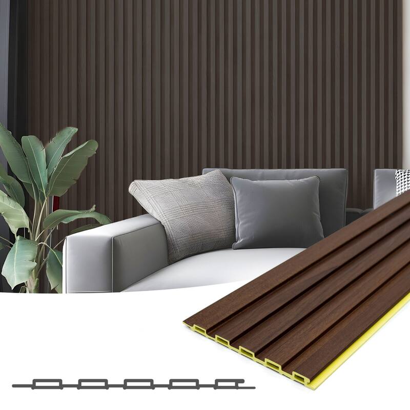 Art3d WPC Slat Wall Panels,3D Wall Accents for Interior Wall Decor,48in x 6in (Pack of 16)
