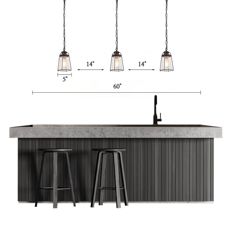 Farmsy Modern Farmhouse Mini Pendant 1-light Oil Rubbed Vintage Seeded Glass Industrial Kitchen Island Lighting - 4.5 inches