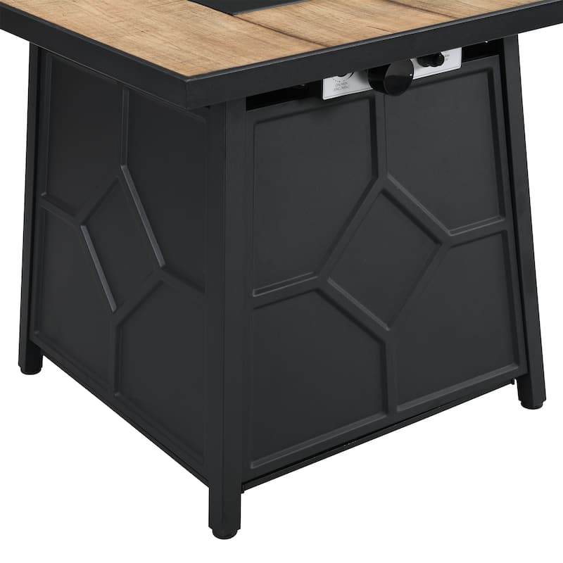 28" Square Fire Pit Table w/ Waterproof Cover - 40K BTU Auto-Ignition