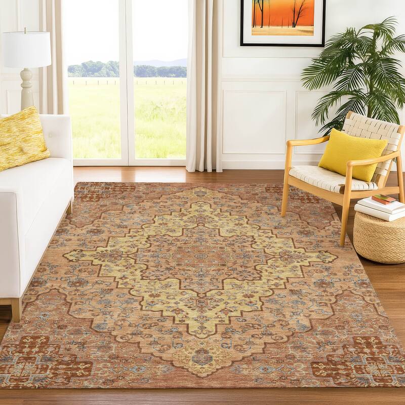 Machine Washable Indoor/ Outdoor Traditional Karachy Chantille Rug