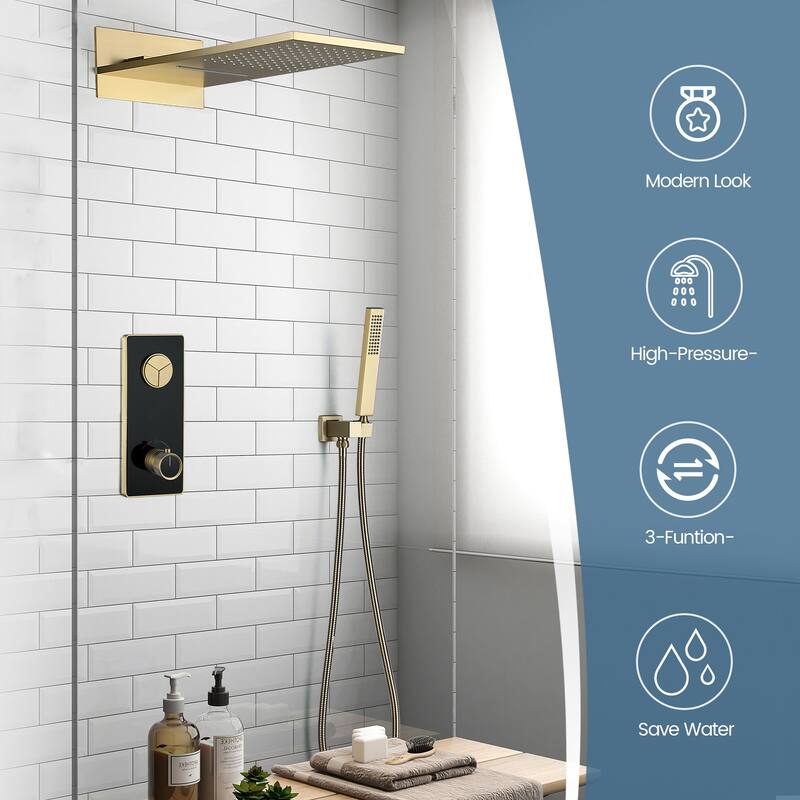 Digital Display Thermostatic Complete Shower System with Rough in-Valve, Rain Shower Faucet Set
