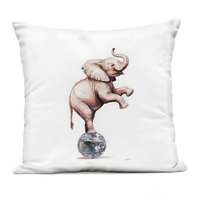 Stupell Elephant on Disco Ball Printed Outdoor Throw Pillow Design by Amanda Greenwood