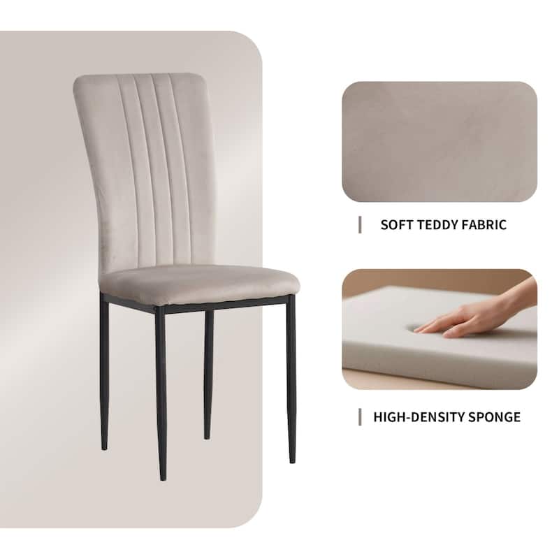 16.1" Velvet Upholstered Chairs with Metal Legs, Set of 4