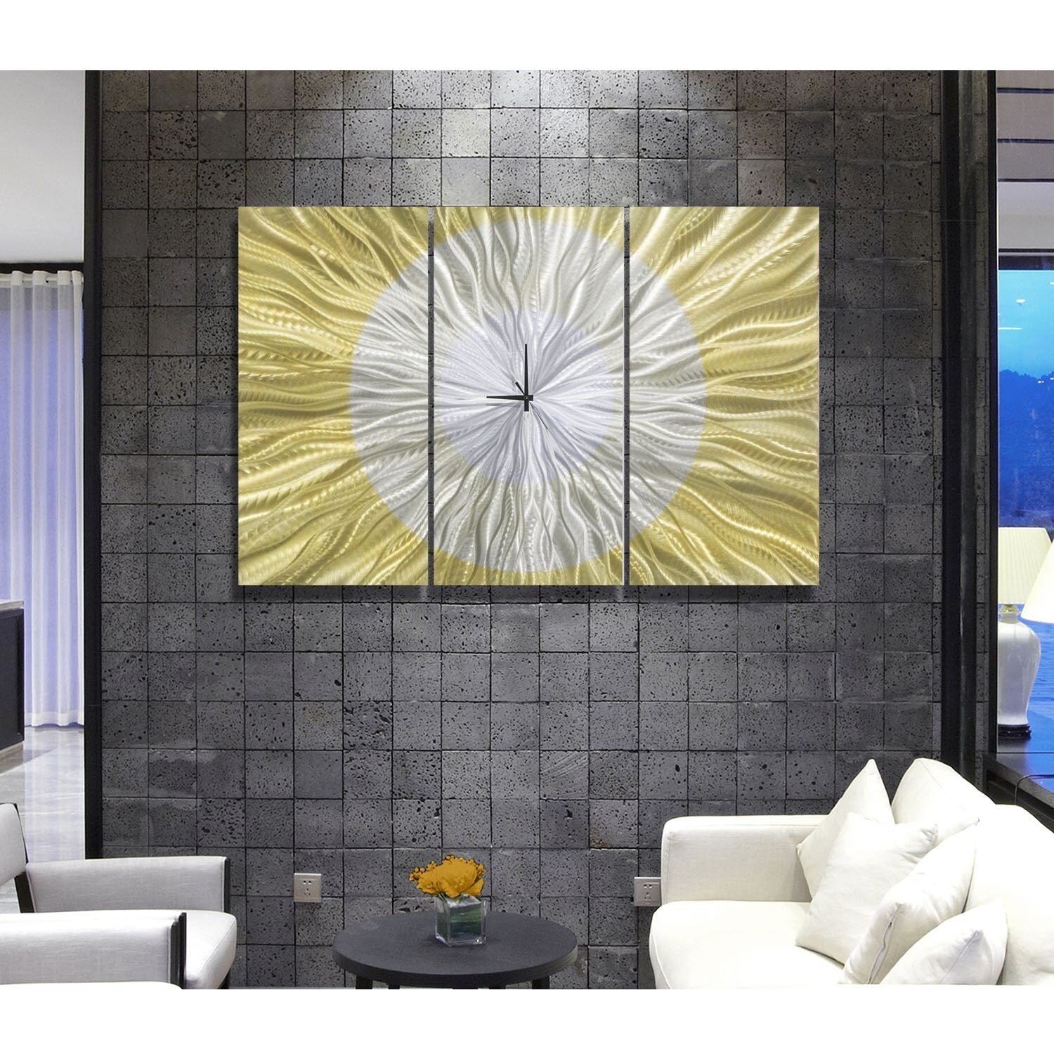 Shop Statements2000 Modern Metal Wall Clock Art Gold Silver Decor
