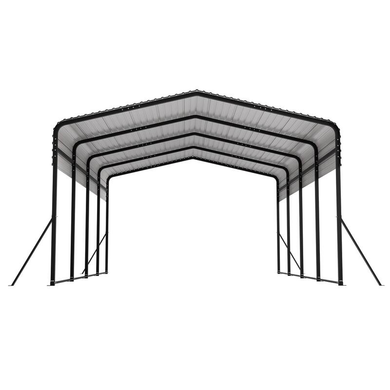 GDFStudio - Penman Heavy-duty Galvanized Steel Hardtop Carport with Upgraded Triangle Reinforced Frame for Outdoor Storage