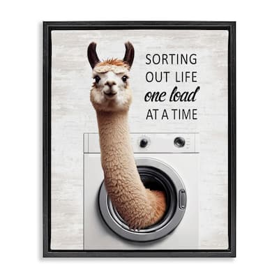 Stupell One Load At A Time Llama Framed Floater Canvas Wall Art Design By Lettered and Lined