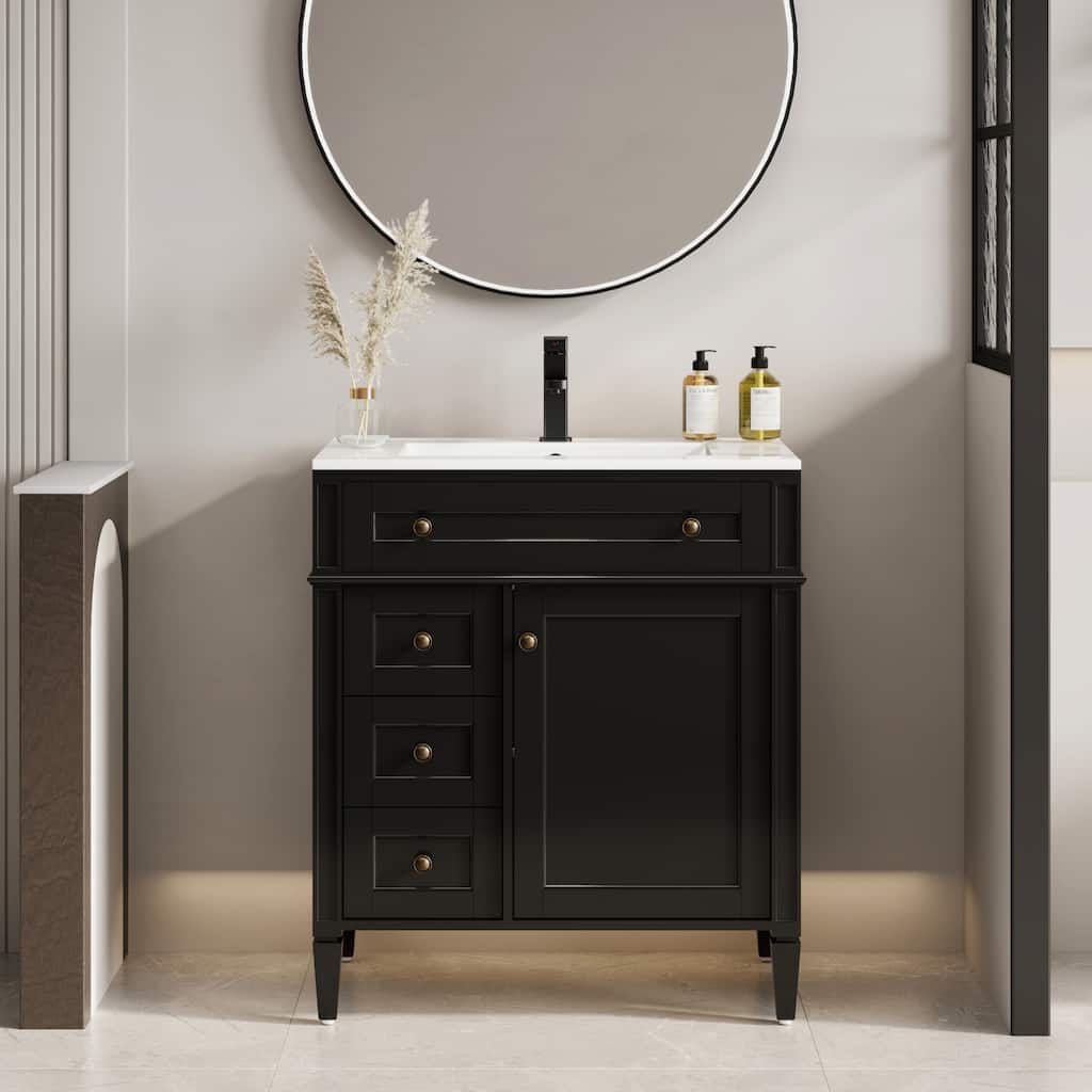 Retro Bathroom Vanity W/ Drop in Sink Combo Cabinet Set