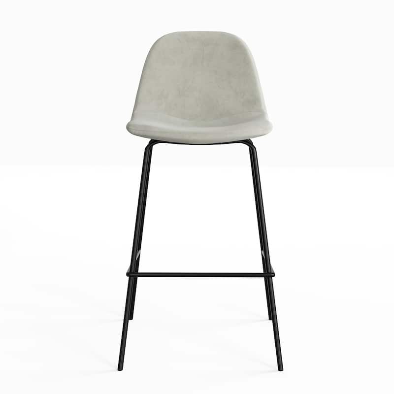 Maxine Velvet Counter Height Stools Black Legs (Set of 2)