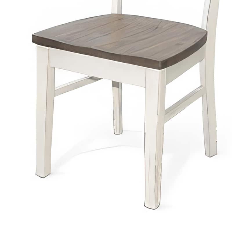 Dean Dining Chair Set of 2, Ladderback Design, White Mahogany Wood