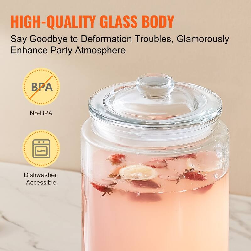 Beverage Dispenser with Spigot and Lid, Iced Tea Lemonade Juice Water Dispenser