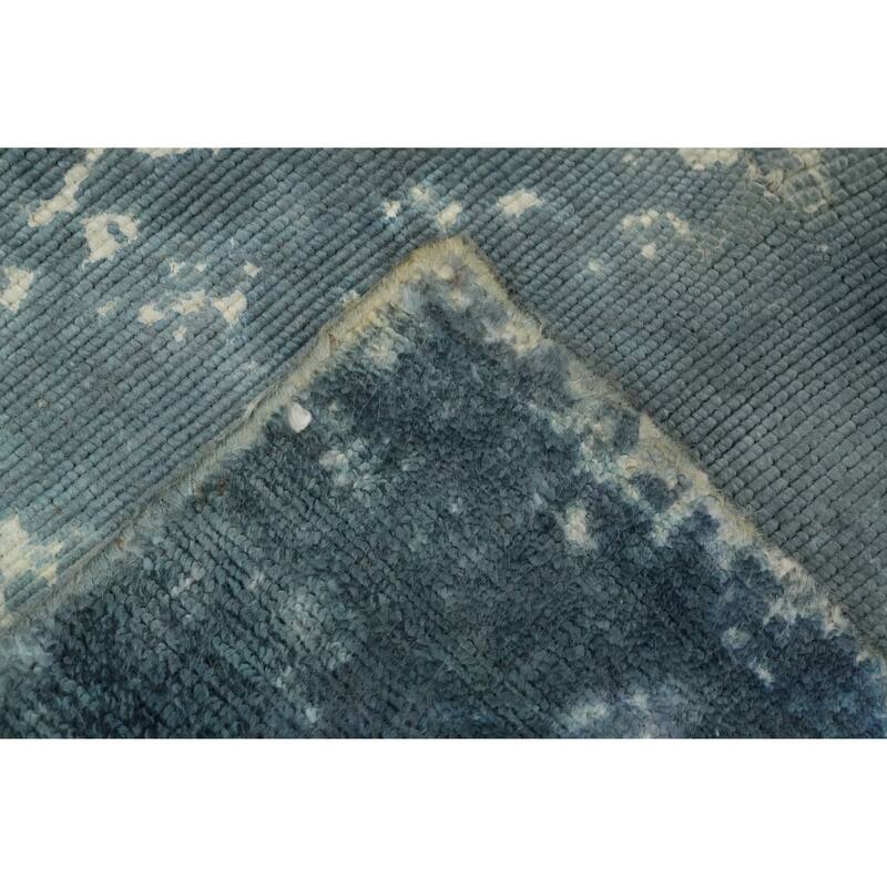 Hand Knotted Oriental Viscose Silk Carpet Modern All-Over Multi-Colored Abstract Area Rug - 7' 11'' X 4' 11''