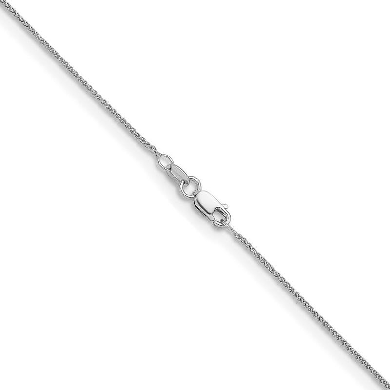 Curata Italian 14k White Gold 1.1mm Wheat Chain Necklace For Women (Lobster)