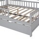 preview thumbnail 25 of 33, House Bed with Trundle Bed and Shelf, Wooden Platform Bed Frame with Full Length Guardrail and Roof
