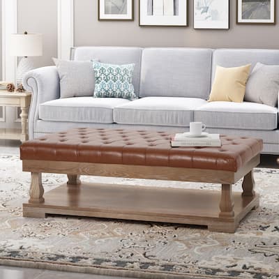 Mineola Contemporary Upholstered Rectangular Ottoman by Christopher Knight Home