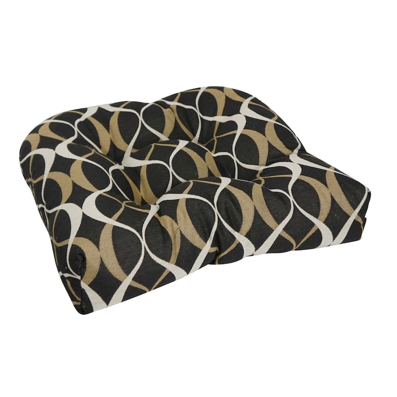 19-inch Rounded Back Premium Woven Outdoor Chair Cushion - 19 x 19 - Duo Noir