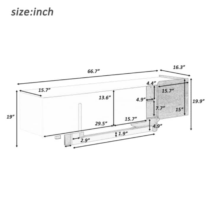 66.7 inch TV Stand Media Console for TVs up to 70", Light Luxury Cabinet with Metal Legs, 2 Doors & 1 Drawer