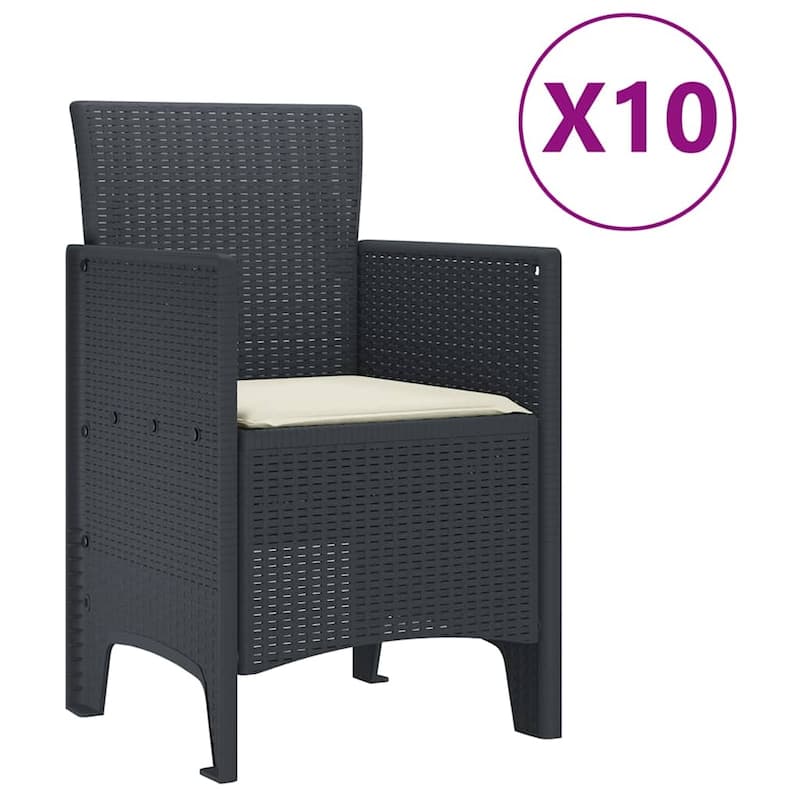 vidaXL Garden Dining Set 9/11 pcs Anthracite/Brown Polt rattan - 250 x 100 x 73 cm