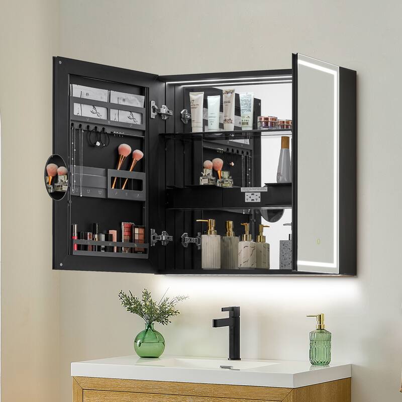 Hesili Rectangular Frameless LED Lighted Bathroom Mirror Medicine Cabinet