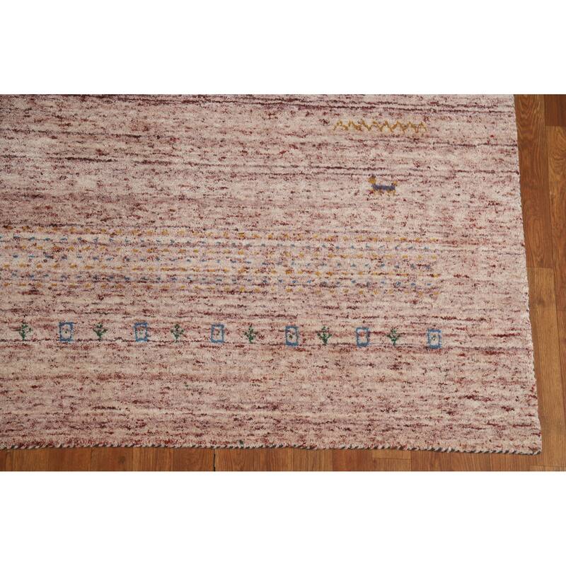 Hand Knotted Oriental 100% Wool Carpet Tribal Animal Pictorial Multi-Colored Gabbeh Area Rug - 10' 9'' X 7' 9''