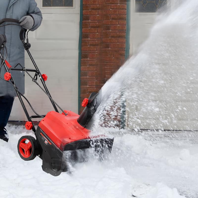 20inch Corded Electric Snow Thrower with LED,120V/60HZ,15 Amp Motor,30FT Throwing Distance - N/A - Red