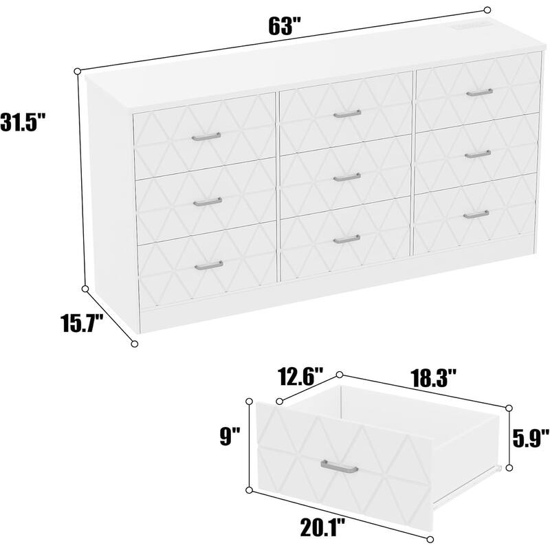 Wooden Dresser for Bedroom,Dresser for Bedroom with USB Power Outlet, Storage Organizer