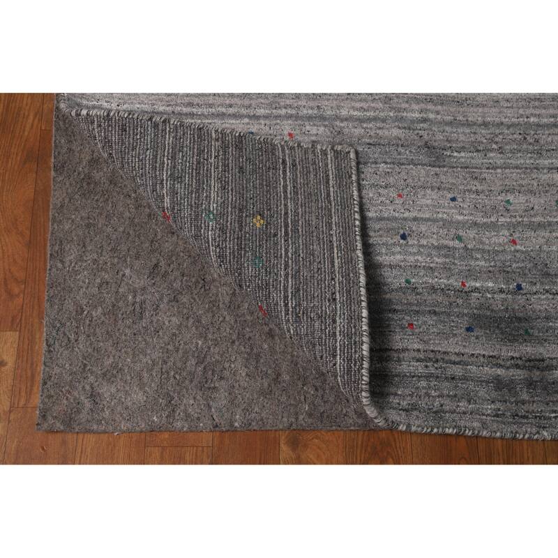 Hand Knotted Oriental 100% Wool Carpet Tribal Tribal Greys & Charcoal Gabbeh Area Rug - 9' 11'' X 7' 10''