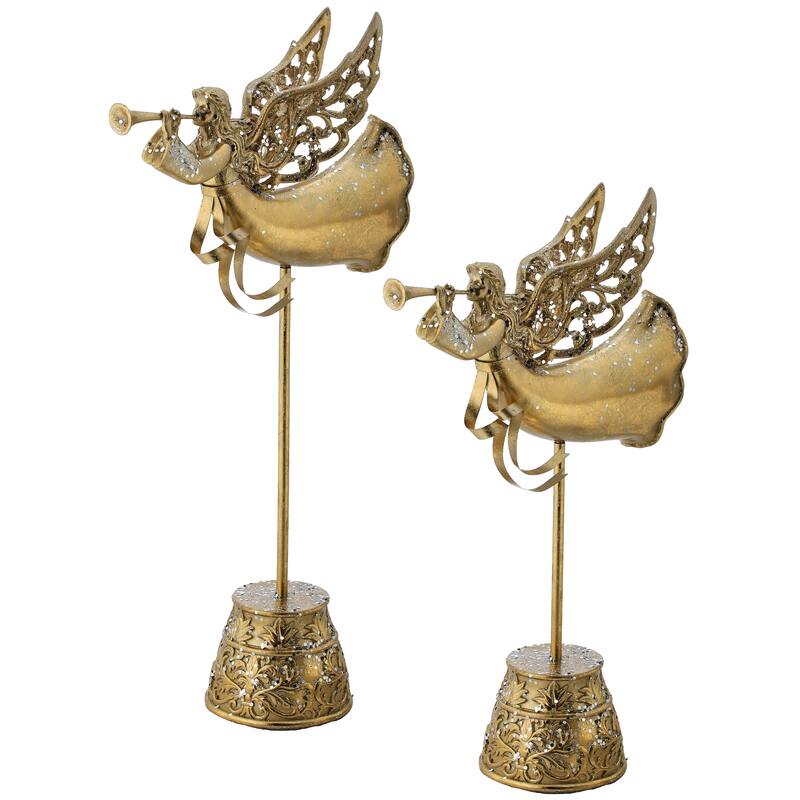 17-19" Resin Flying Angel With Horn Set of 2