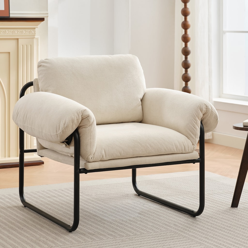 Upholstered Accent Chair with Solid Metal Framework
