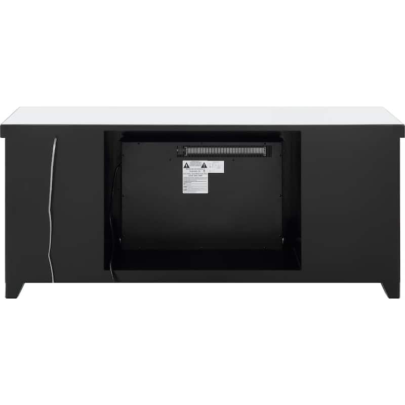 TV Stand with Fireplace and LED, Silver and Black