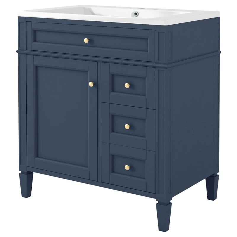 30 inch MDF Freestanding Bathroom Vanity Set with Integrated Sink and Drawers - 30" x 18"