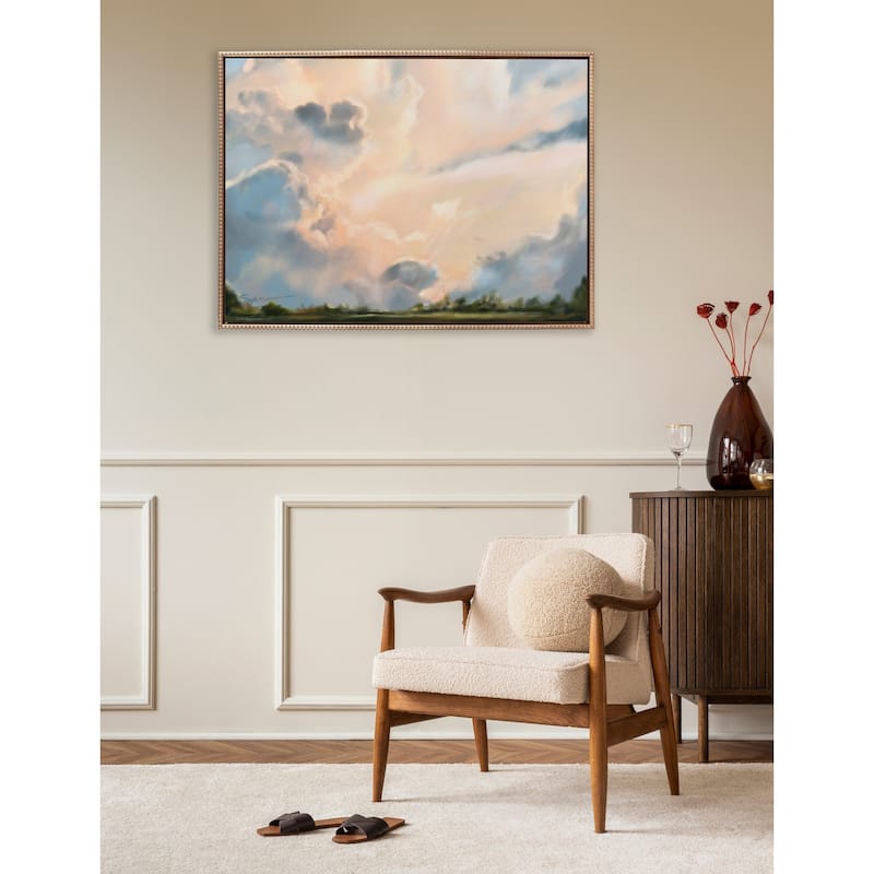 Kate and Laurel Sylvie Beaded Clouds Framed Canvas by Mary Sparrow