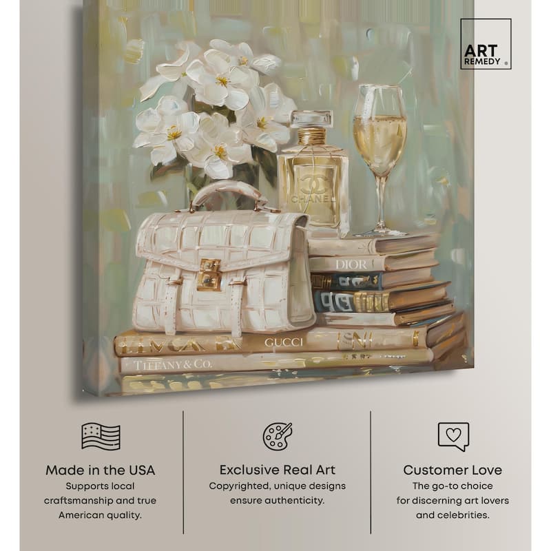 Sage Green Glam Canvas by Art Remedy, Gallery Wrapped