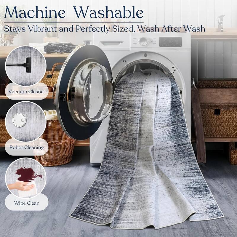 Delara Machine Washable Area Rug, Soft & Durable, Non-Slip Backing, Eco- Friendly GRS certified.