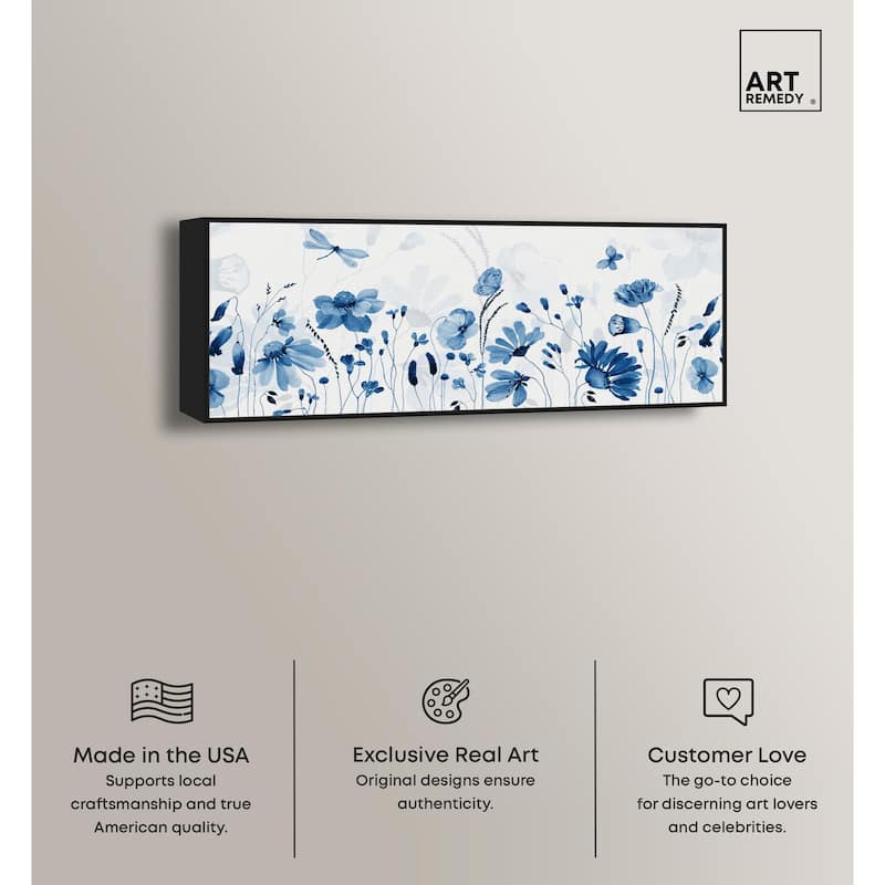 Blue Floral Spring Panoramic Canvas by Art Remedy