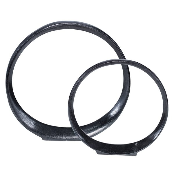 slide 2 of 5, Uttermost Orbits Black Ring Sculptures (Set of 2)
